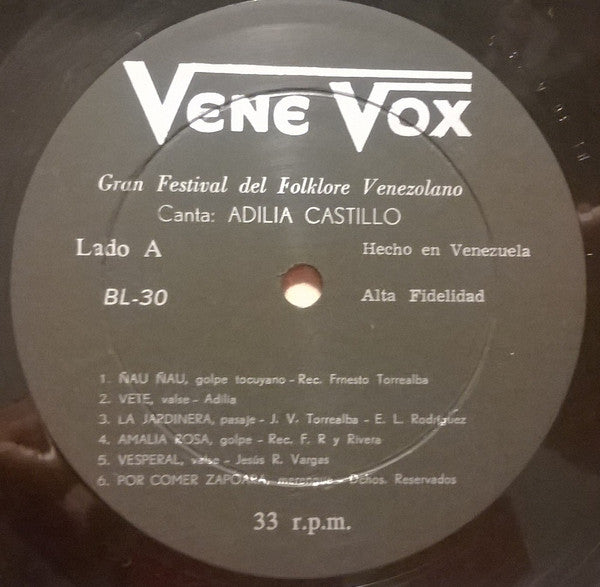 Adilia Castillo : Gran Festival Del Folklore Venezolano (LP)