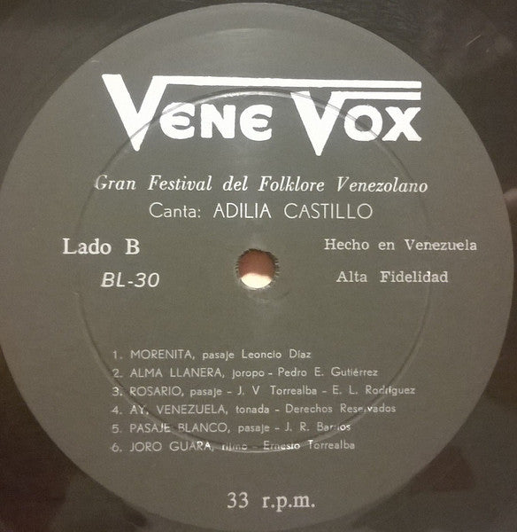 Adilia Castillo : Gran Festival Del Folklore Venezolano (LP)