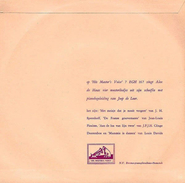 Eduard Jacobs / Alex de Haas : De Minstreel Van De Mesthoop (7", EP)