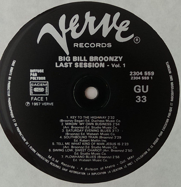 Big Bill Broonzy : The Bill Broonzy Story Volume 1 (Last Session) (LP, Album, Mono, RE)