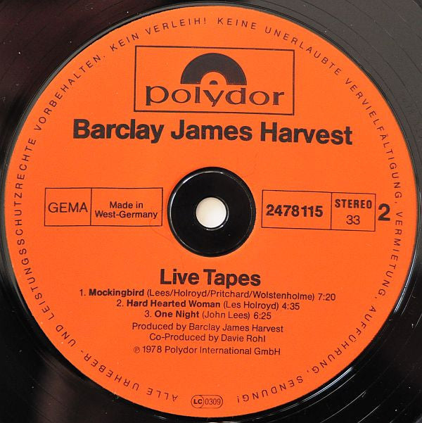 Barclay James Harvest : Live Tapes (2xLP, Album, Gat)