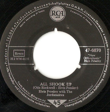 Elvis Presley With The Jordanaires : All Shook Up / That's When Your Heartaches Begin (7", Single)