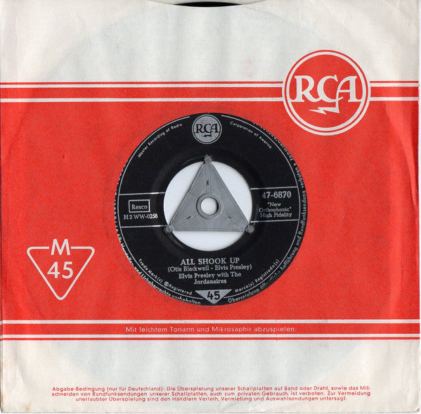 Elvis Presley With The Jordanaires : All Shook Up / That's When Your Heartaches Begin (7", Single)