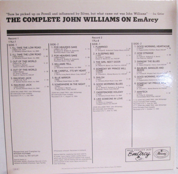 John Williams (5) : The Complete John Williams On EmArcy (2xLP, Comp, Mono)