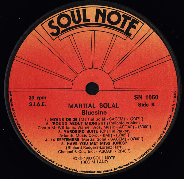Martial Solal : Bluesine (LP, Album)