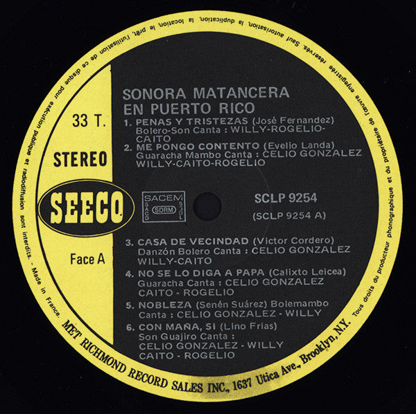 Sonora Matancera* : En Puerto Rico (LP, Album, RP)