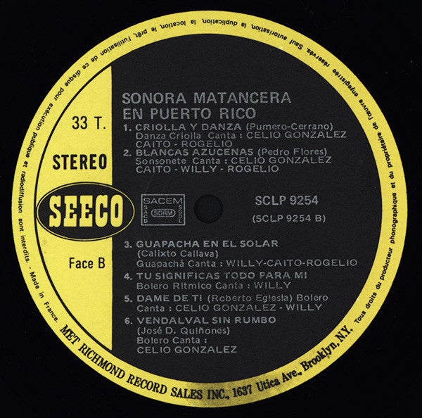 Sonora Matancera* : En Puerto Rico (LP, Album, RP)