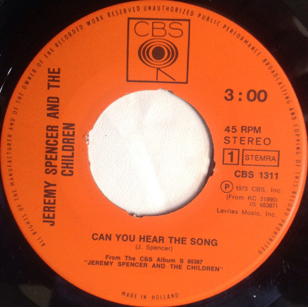 Jeremy Spencer And The Children : Can You Hear The Song  (7", Single)