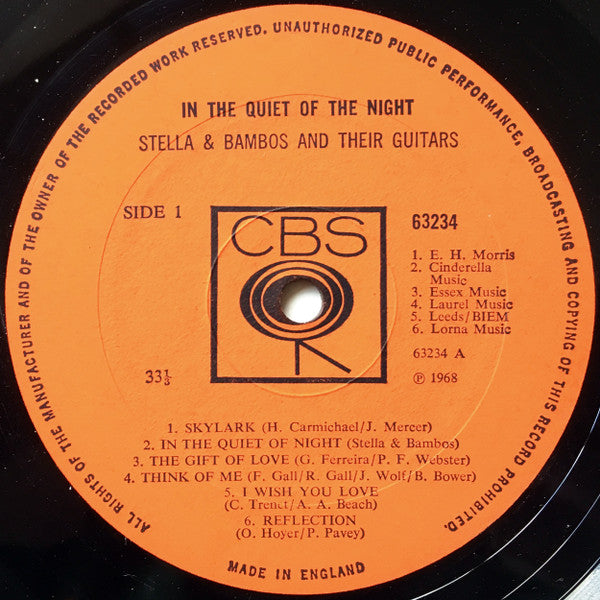 Stella & Bambos And Their Guitars* : In The Quiet Of The Night (LP, Album)