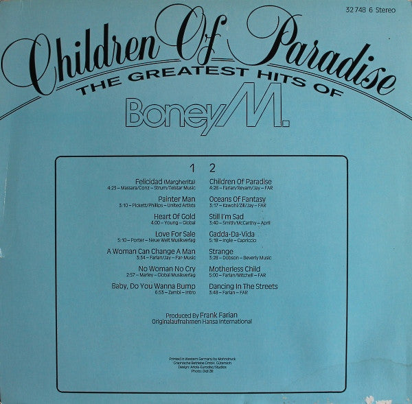 Boney M. : Children Of Paradise - The Greatest Hits Of - Volume 2 (LP, Comp, Club)
