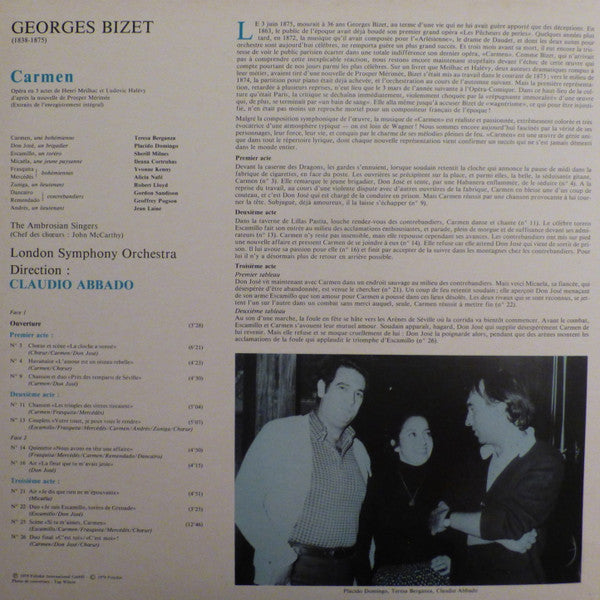 Georges Bizet – Teresa Berganza, Placido Domingo, Ileana Cotrubas, Sherrill Milnes, Claudio Abbado, London Symphony Orchestra, The Ambrosian Singers : Carmen (Extraits) (LP, Album, Gat)