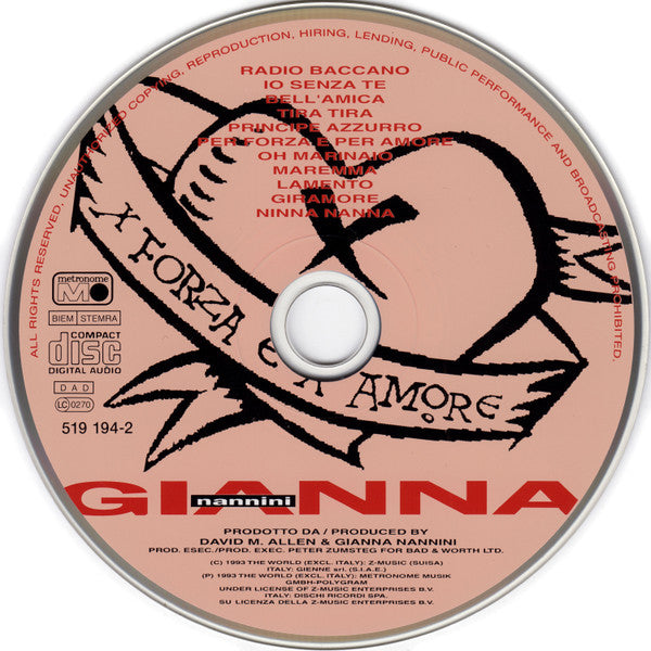 Gianna Nannini : X Forza E X Amore (CD, Album)