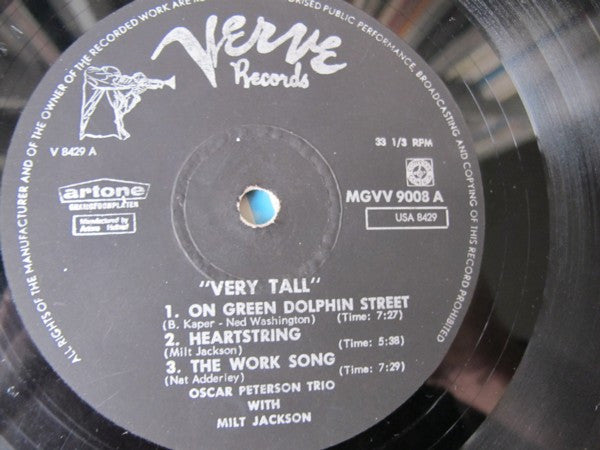 The Oscar Peterson Trio With Milt Jackson : Very Tall (LP, Album, Mono)