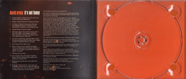 David Cross (2) : It's Not Funny (CD, Album, Dig)