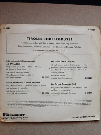 Jodlergruppe Dellacher : Tiroler Jodlergrüße (7", EP)