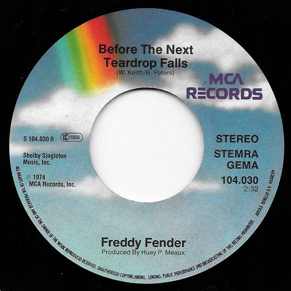 Freddy Fender (2) : Across The Borderline (7", Single)
