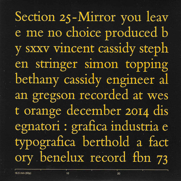 Section 25 : Mirror / You Leave Me No Choice (7", RSD, Single, Ltd)