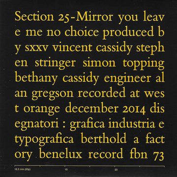 Section 25 : Mirror / You Leave Me No Choice (7", RSD, Single, Ltd)