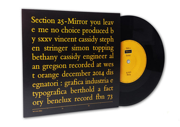 Section 25 : Mirror / You Leave Me No Choice (7", RSD, Single, Ltd)