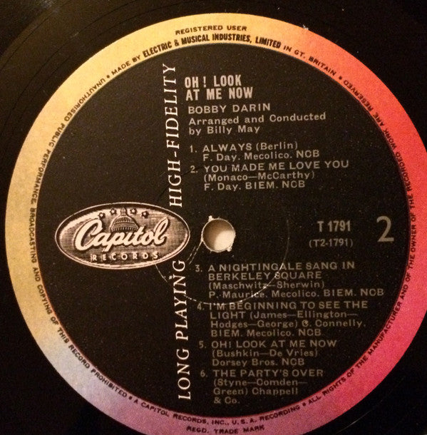 Bobby Darin : Oh! Look At Me Now (LP, Album, Mono)