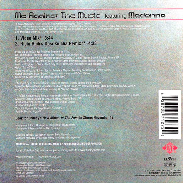 Britney Spears Featuring Madonna : Me Against The Music (CD, Single, Car)