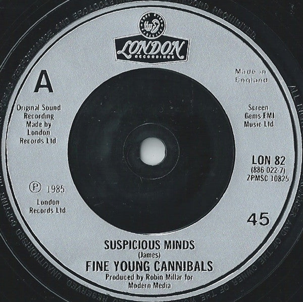 Fine Young Cannibals : Suspicious Minds (7", Single, Pic)