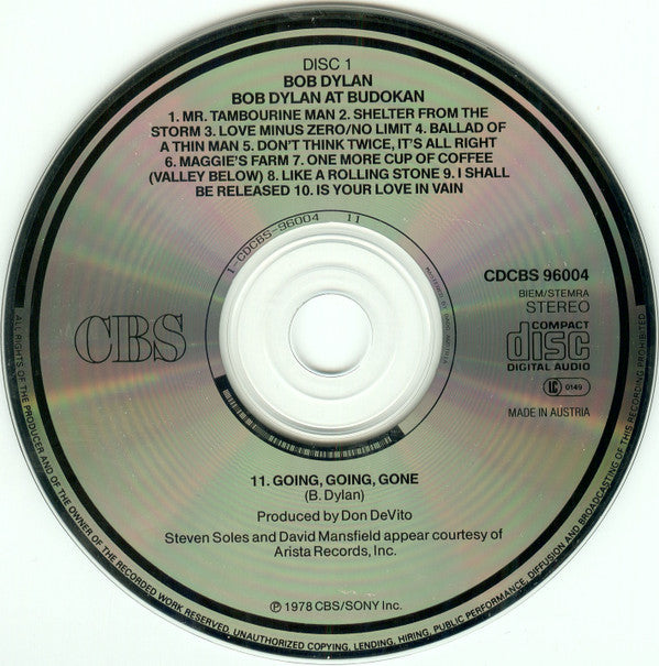 Bob Dylan : Bob Dylan At Budokan (2xCD, Album, RE)