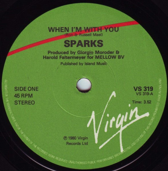 Sparks : When I'm With You (7", Single)
