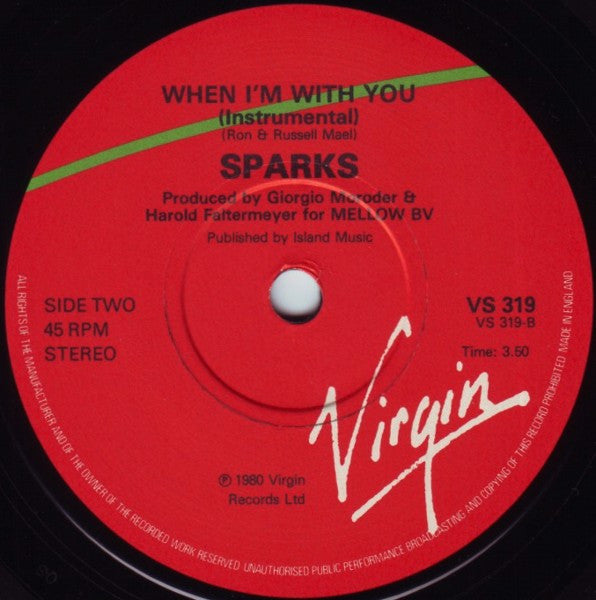 Sparks : When I'm With You (7", Single)