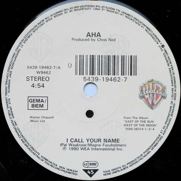 a-ha : I Call Your Name (7", Single)