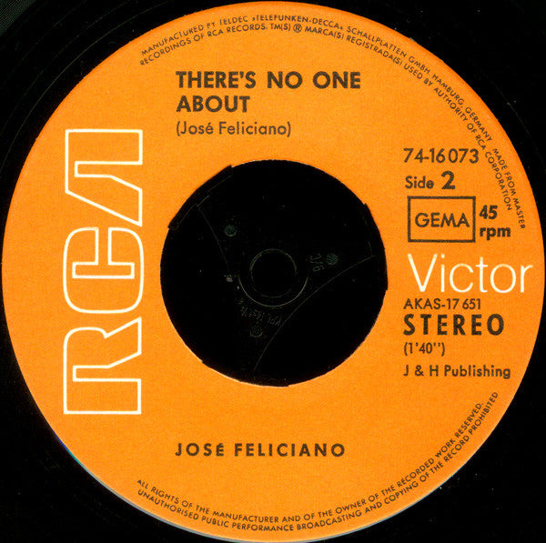 José Feliciano : Che Sara' (7", Single)