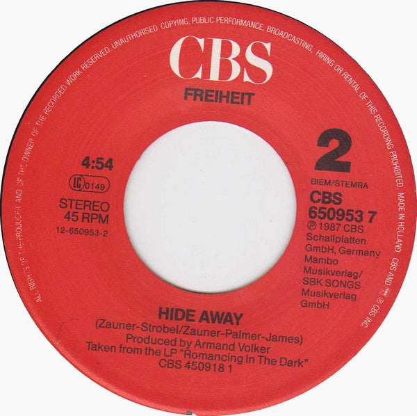 Freiheit* : Play It Cool (7", Single)