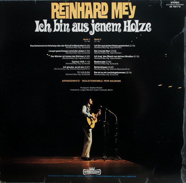 Reinhard Mey : Ich Bin Aus Jenem Holze (LP, Album, Bla)