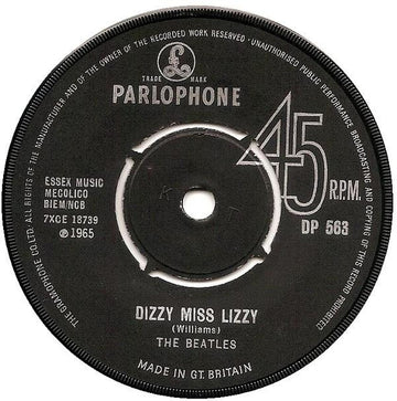 The Beatles : Dizzy Miss Lizzy / Yesterday (7", Mono, RP)