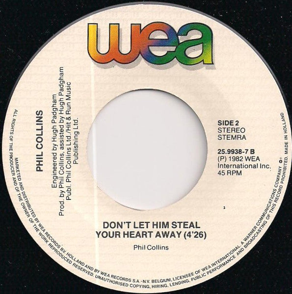 Phil Collins : I Don't Care Anymore (7", Single)