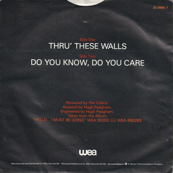 Phil Collins : Thru' These Walls (7", Single)