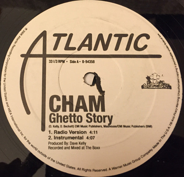 Baby Cham : Ghetto Story (12", Single)