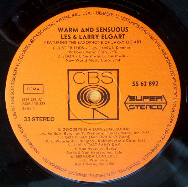 Les & Larry Elgart : Warm And Sensuous (LP, Album)