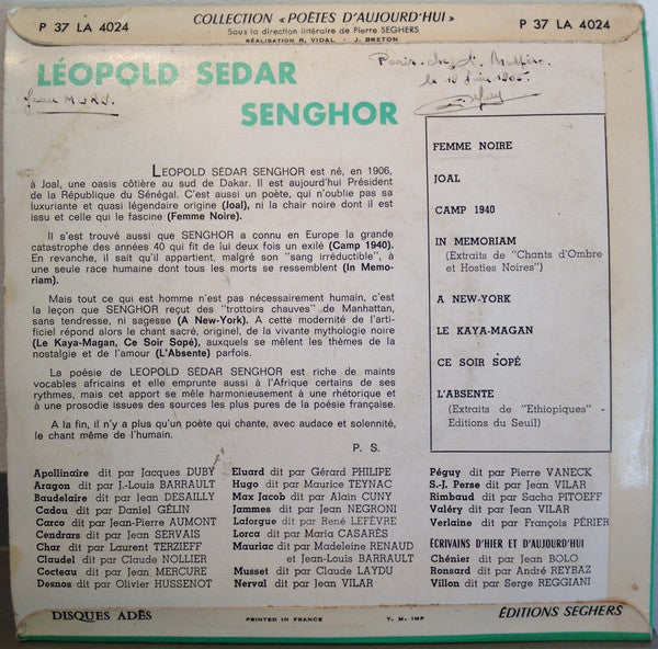 Léopold Sédar Senghor Dit Par Georges Aminel : Léopold Sédar Senghor Dit Par Georges Aminel (7", EP)