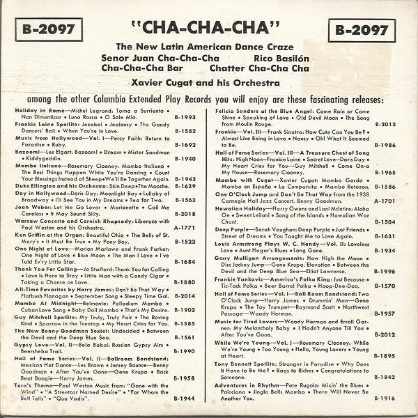 Xavier Cugat And His Orchestra : Cha Cha Cha (7", EP)