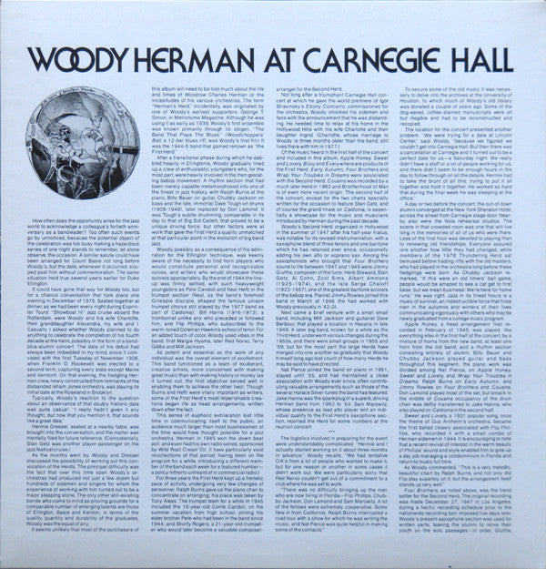 Woody Herman & The New Thundering Herd : The 40th Anniversary, Carnegie Hall Concert (2xLP, Album, Gat)