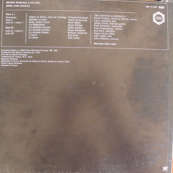Henry Purcell, Boston Camerata / Joel Cohen (3) :  Dido & Aeneas (LP)