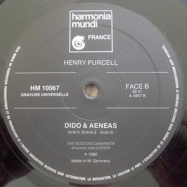 Henry Purcell, Boston Camerata / Joel Cohen (3) :  Dido & Aeneas (LP)
