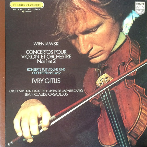 Ivry Gitlis, Henryk Wieniawski, Jean-Claude Casadesus, Orchestre National De L'Opéra De Monte-Carlo : Concertos Pour Violon Et Orchestre Nos 1 Et 2 (LP, RE, Gat)