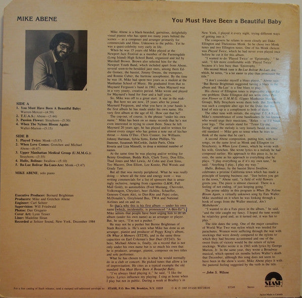 Michael Abene : You Must Have Been A Beautiful Baby (Solo Piano) (LP, Album)