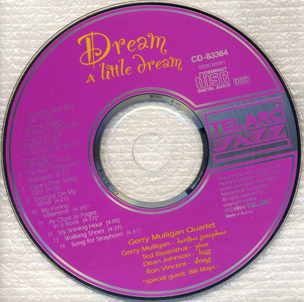 Gerry Mulligan Quartet : Dream A Little Dream (CD, Album)