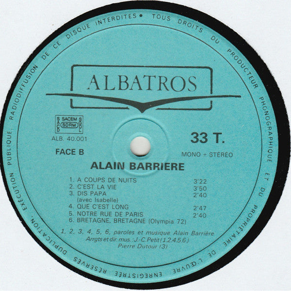 Alain Barrière : Alain Barrière (LP, Album, Gat)