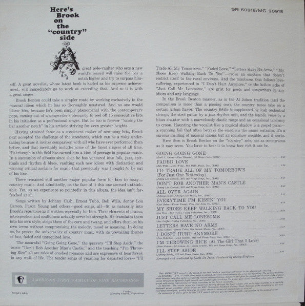 Brook Benton : On The Countryside (LP, Album, RE)