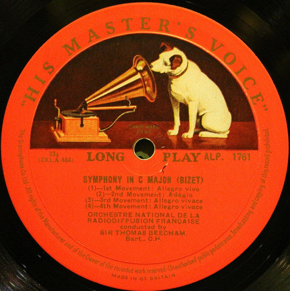 Georges Bizet, Édouard Lalo, Sir Thomas Beecham, Orchestre National De La R.T.F. : Symphony in C / Symphony In G Minor (LP, Mono)