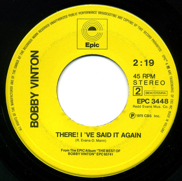 Bobby Vinton : Hurt / There! I've Said It Again (7", Single)